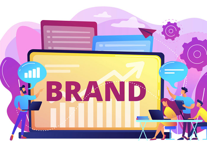 Digital illustration of the word brand
