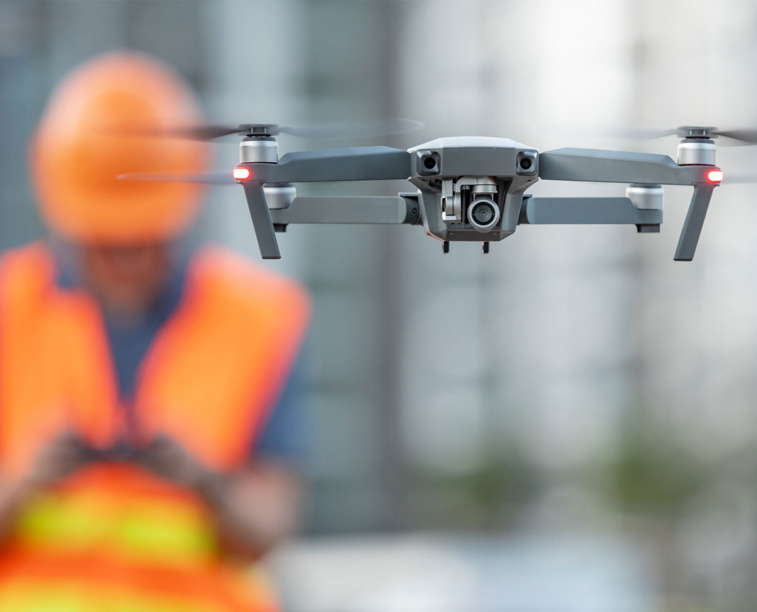 A drone inspecting a property on a building site