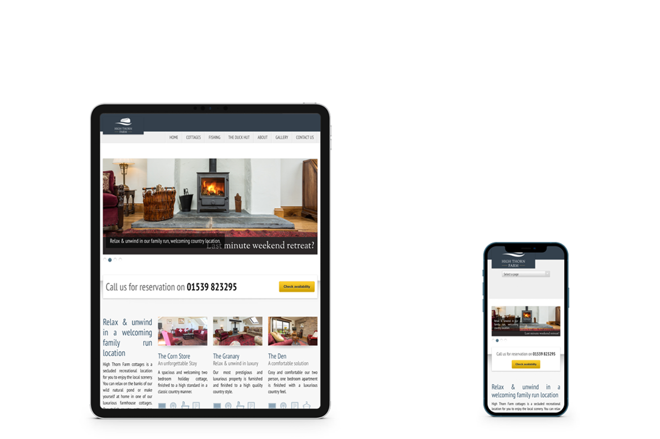 www.highthorn-farm.com displayed on a ipad and iphone screen